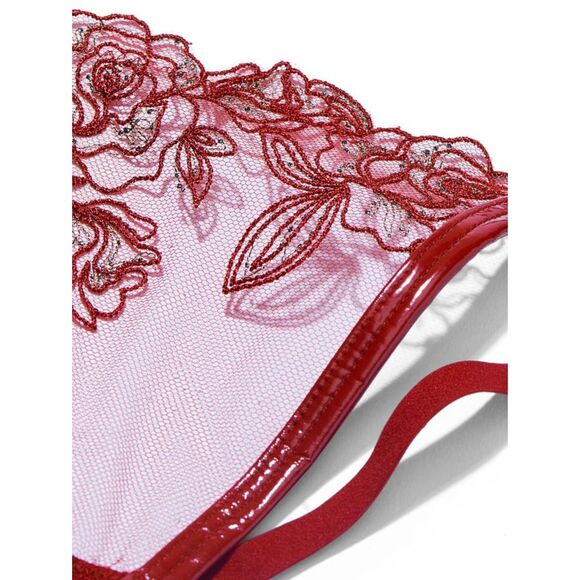 💗👙Victoria's Secret Faux Patent Leather High-Neck Strappy Open Back Teddy👙💗 - Picture 5 of 7